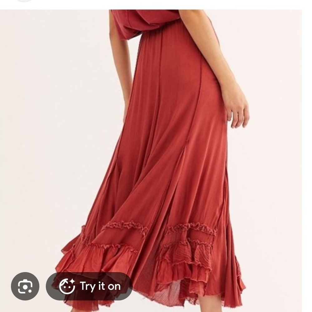 Free people cypress Ruffled maxi skirt size xl/l fairycore lagenlook boho
